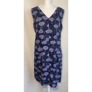 NEXT Blue Watercolor Floral LINEN Sleeveless Tunic Tank Dress US SIZE 4